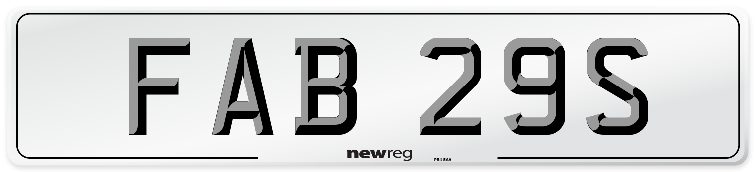 FAB 29S Number Plate from New Reg